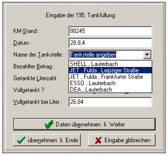 Beispiel der Tankstellenliste